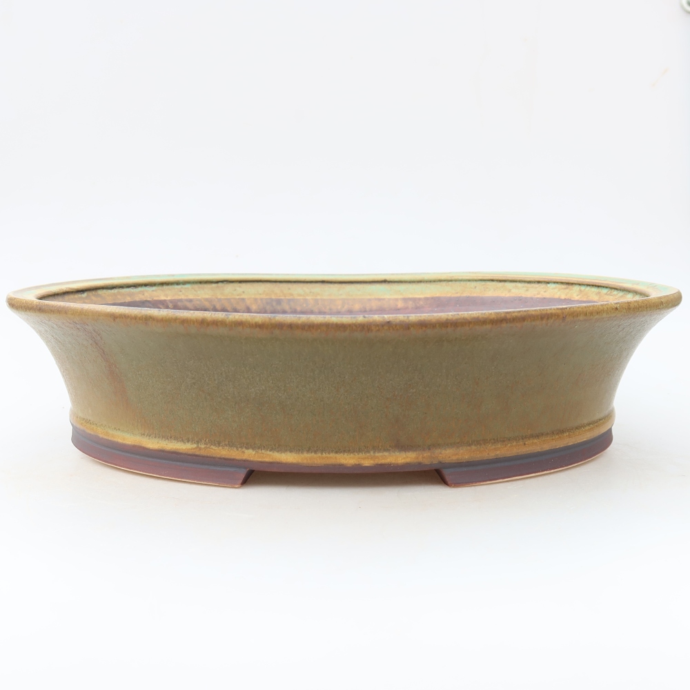 Ceramic bonsai bowl 26,5 x 24 x 5,5 cm, green