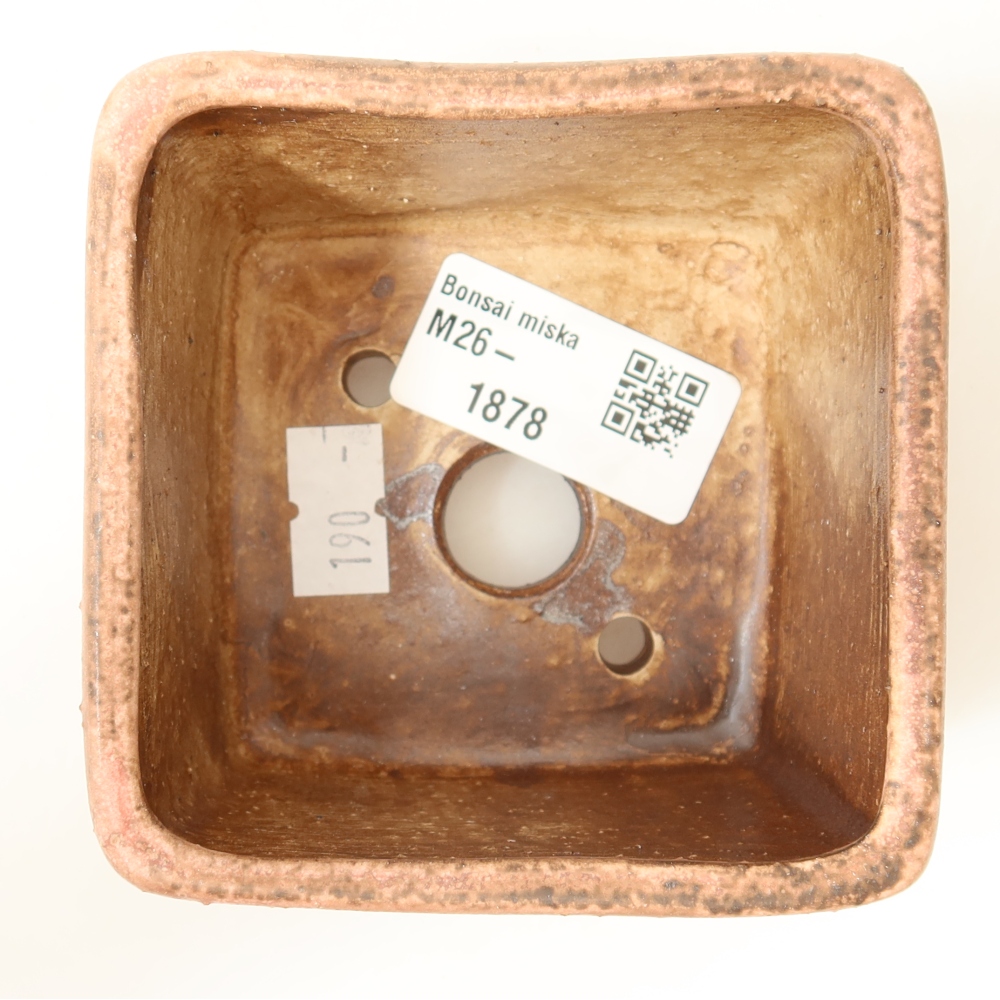 Ceramic bonsai pot, 8.5 x 8.5 x 5.5 cm, pink
