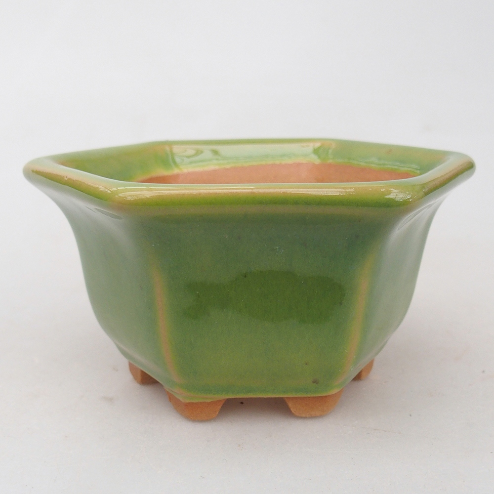 Ceramic bonsai bowl 10,5 x 9,5 x 5,5 cm, green