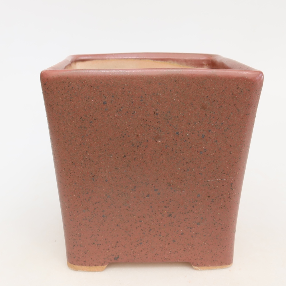 Ceramic bonsai pot, 13 x 13 x 14 cm, pink