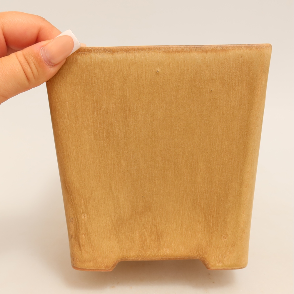 Ceramic bonsai pot, 13 x 13 x 13.5 cm, beige