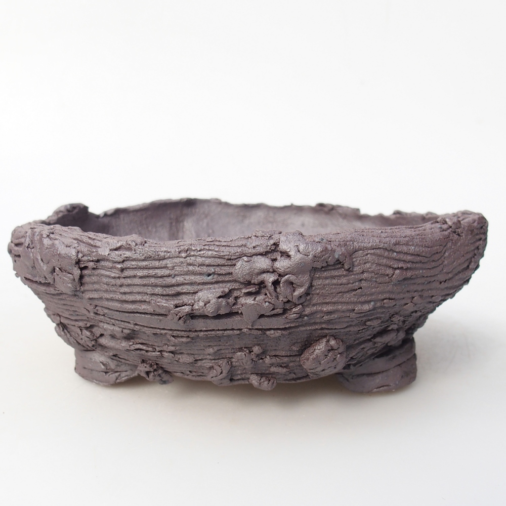 Ceramic bonsai bowl 16,5 x 16 x 5,5 cm, metal colour