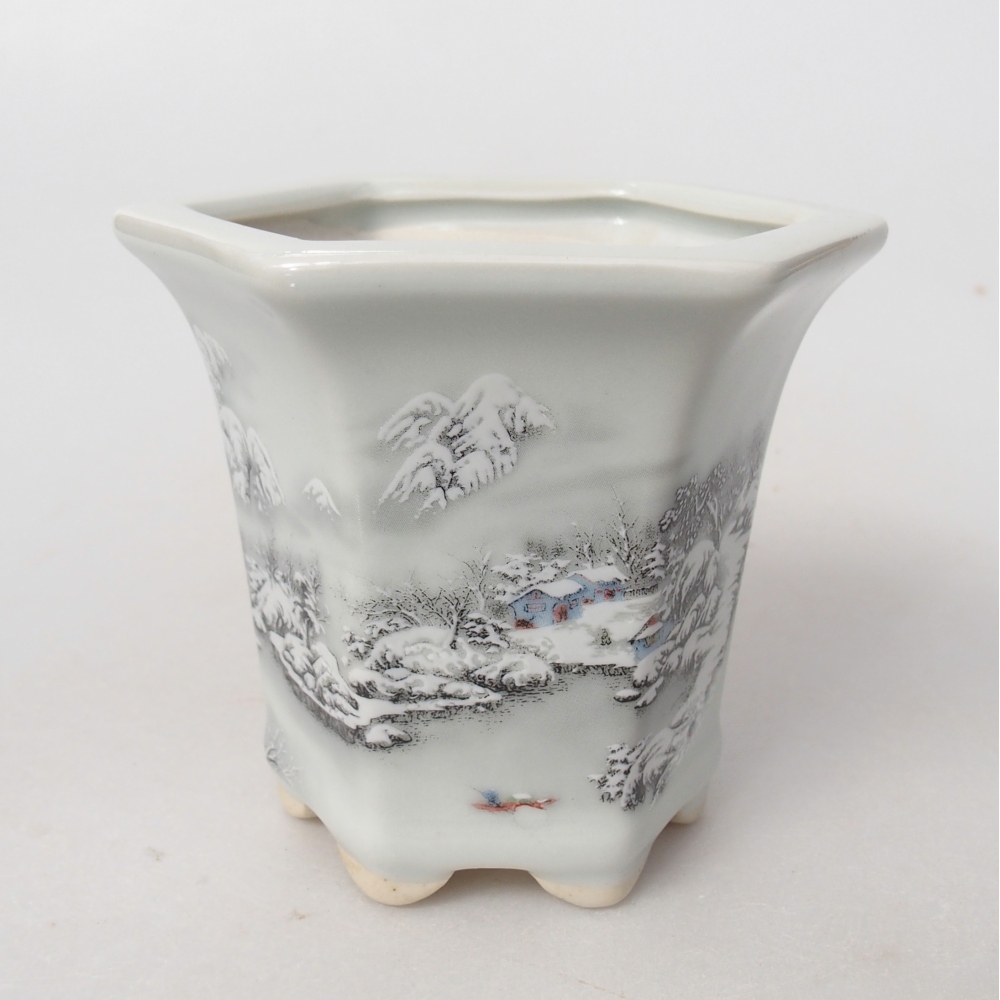 Ceramic bonsai bowl 10 x 9 x 9 cm, colour white