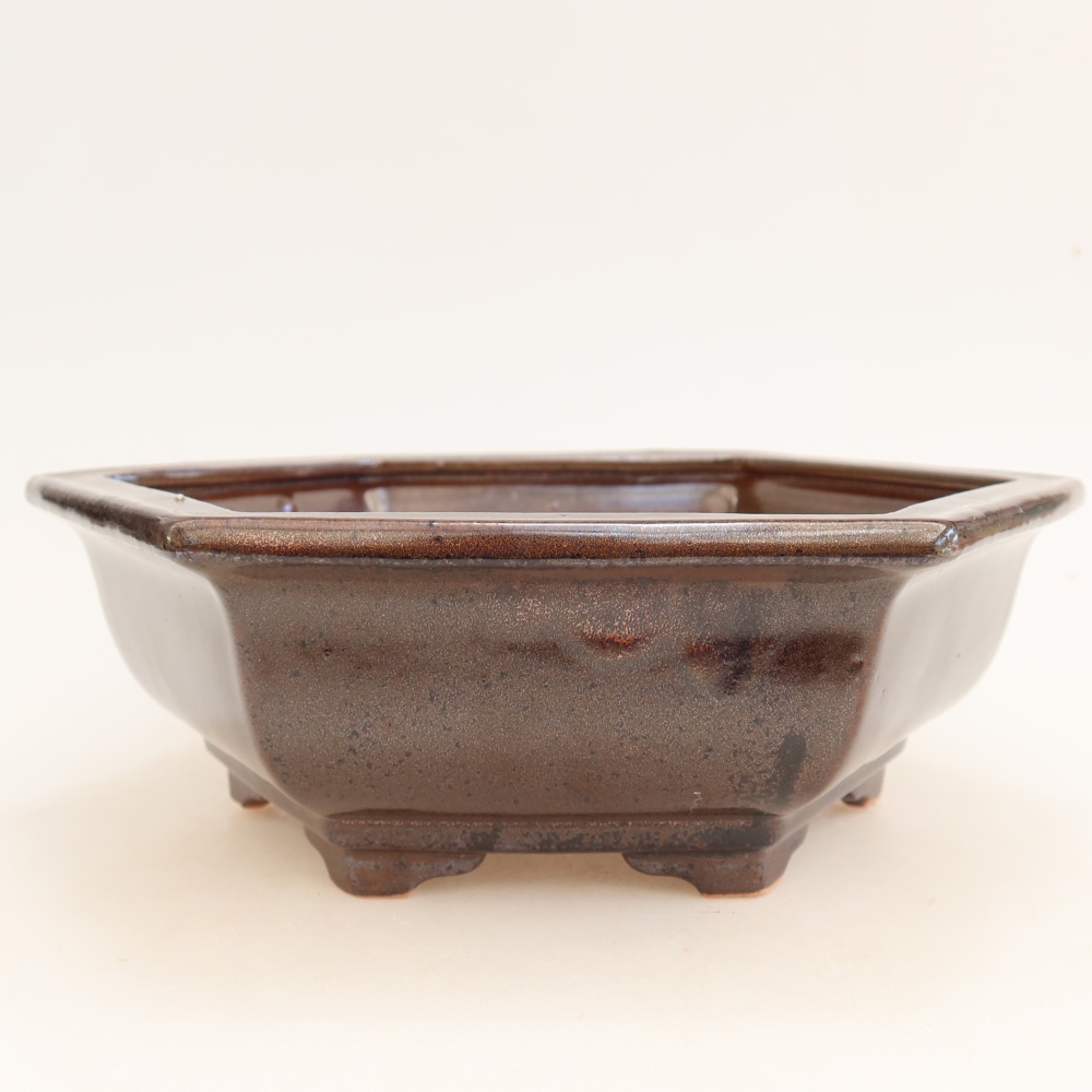 Ceramic bonsai pot, 24 x 21.5 x 7.5 cm, brown