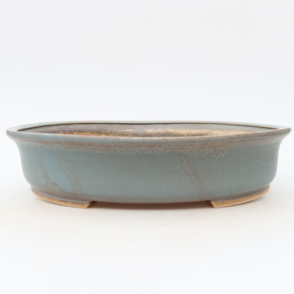 Ceramic bonsai pot, 27 x 24 x 5.5 cm, blue