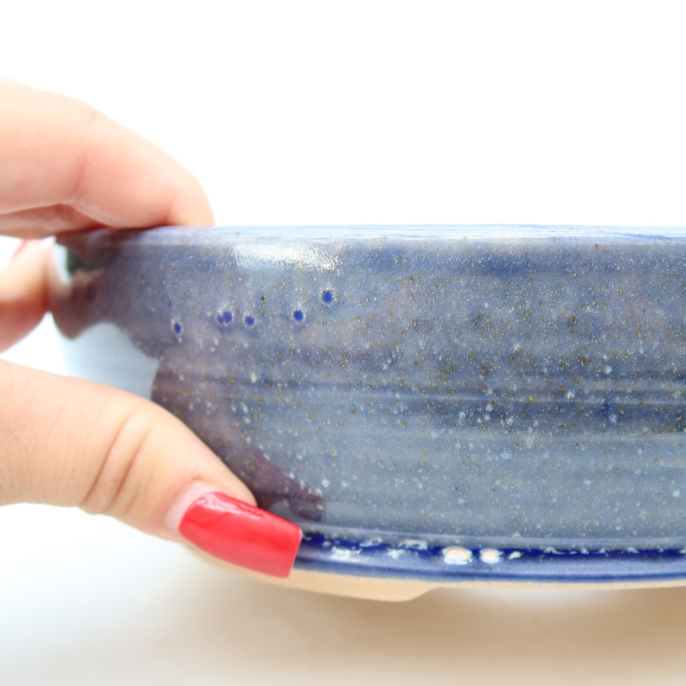 Ceramic bonsai pot, 20 x 20 x 6.5 cm, blue
