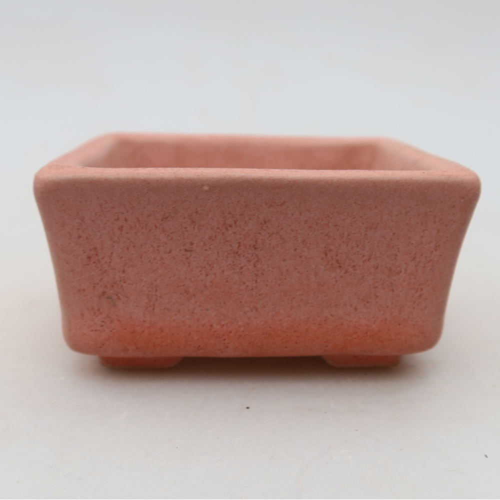 Ceramic bonsai pot, 7 x 7 x 3.5 cm, pink