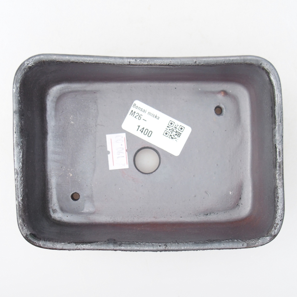 Ceramic bonsai bowl 14,5 x 10,5 x 4,5 cm, metal colour