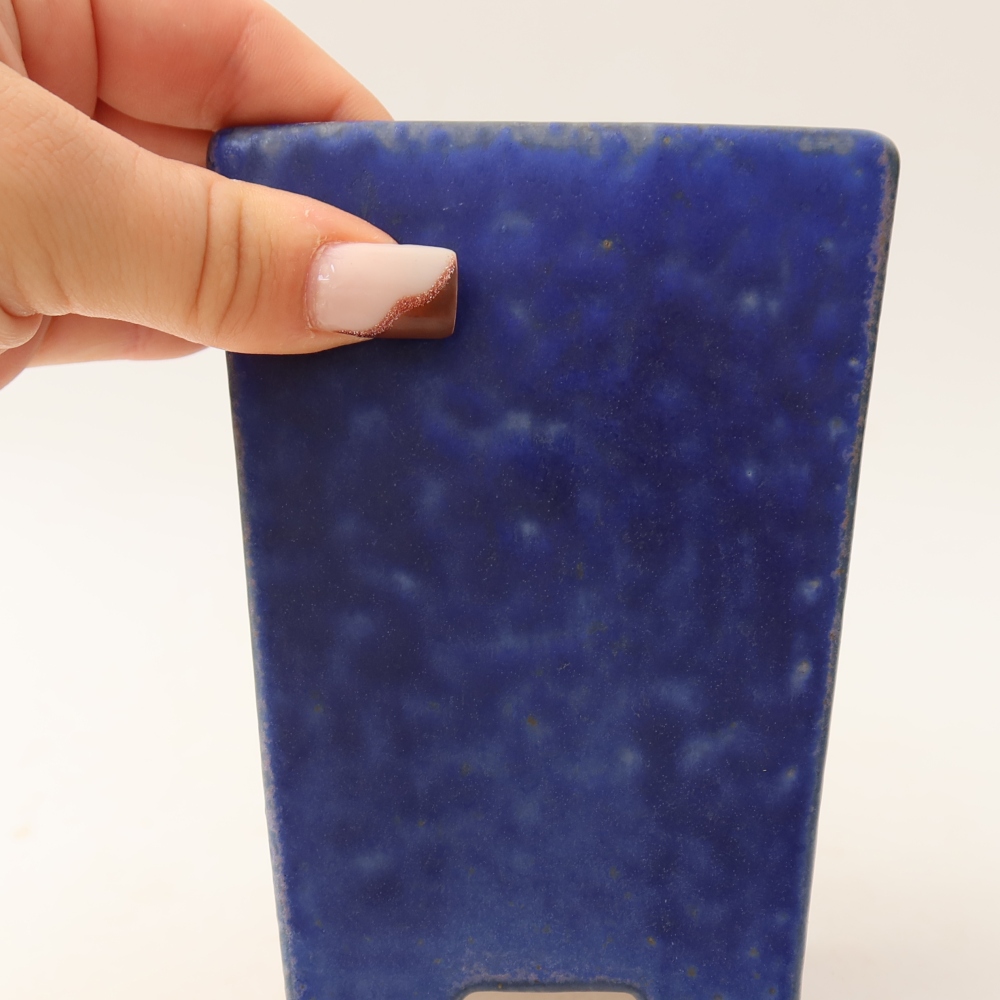 Ceramic bonsai pot, 9 x 9 x 12.5 cm, blue