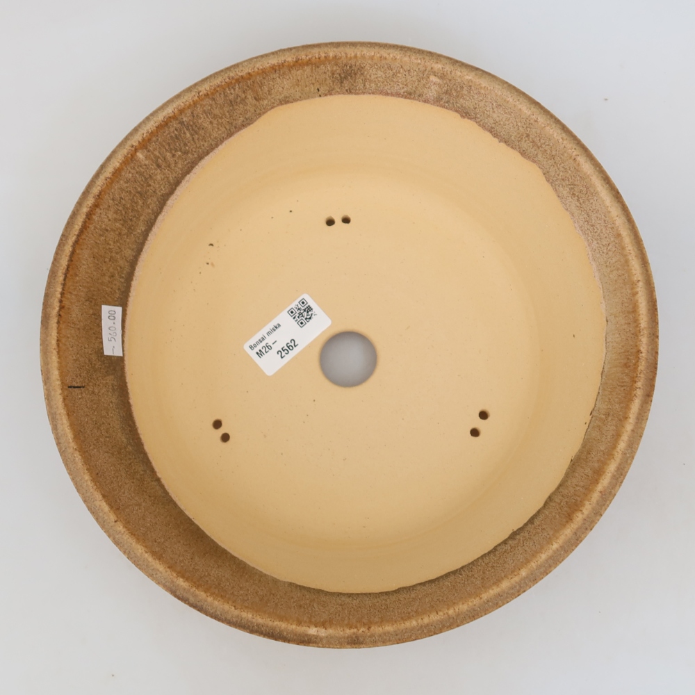 Ceramic bonsai pot, 25.5 x 25.5 x 7.5 cm, brown