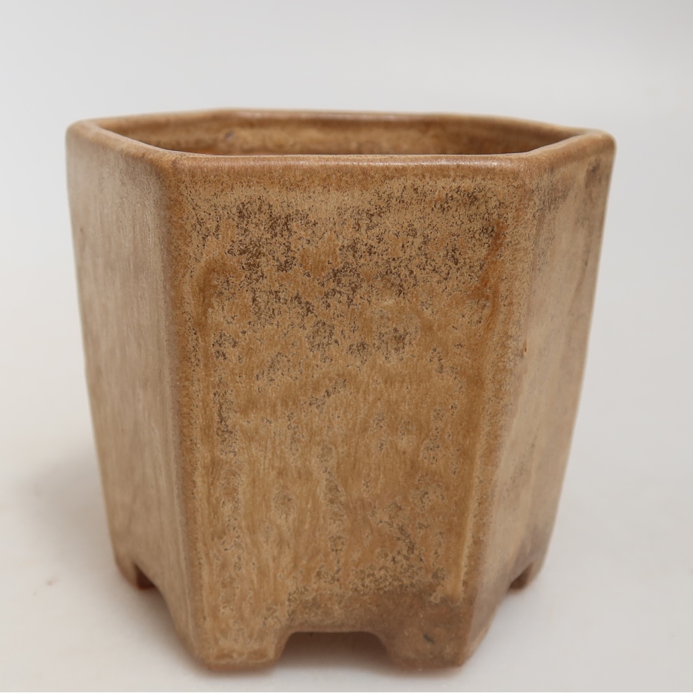Ceramic bonsai pot, 9 x 8.5 x 8 cm, beige
