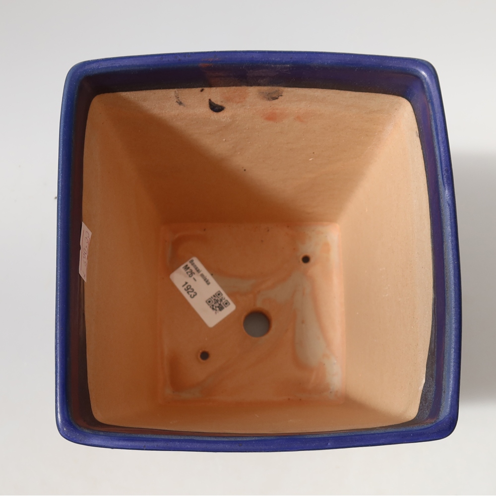 Ceramic bonsai pot, 15 x 15 x 19.5 cm, blue