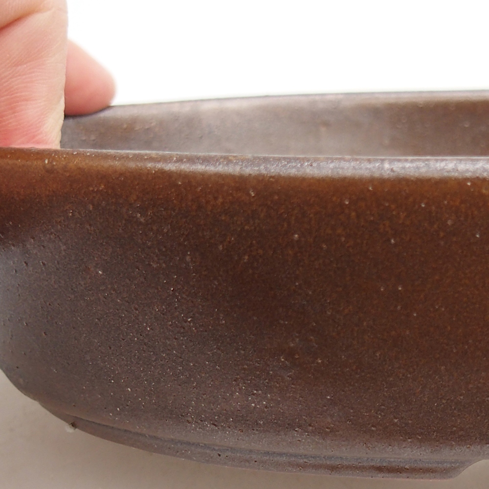 Ceramic bonsai bowl 18,5 x 13 x 4 cm, brown