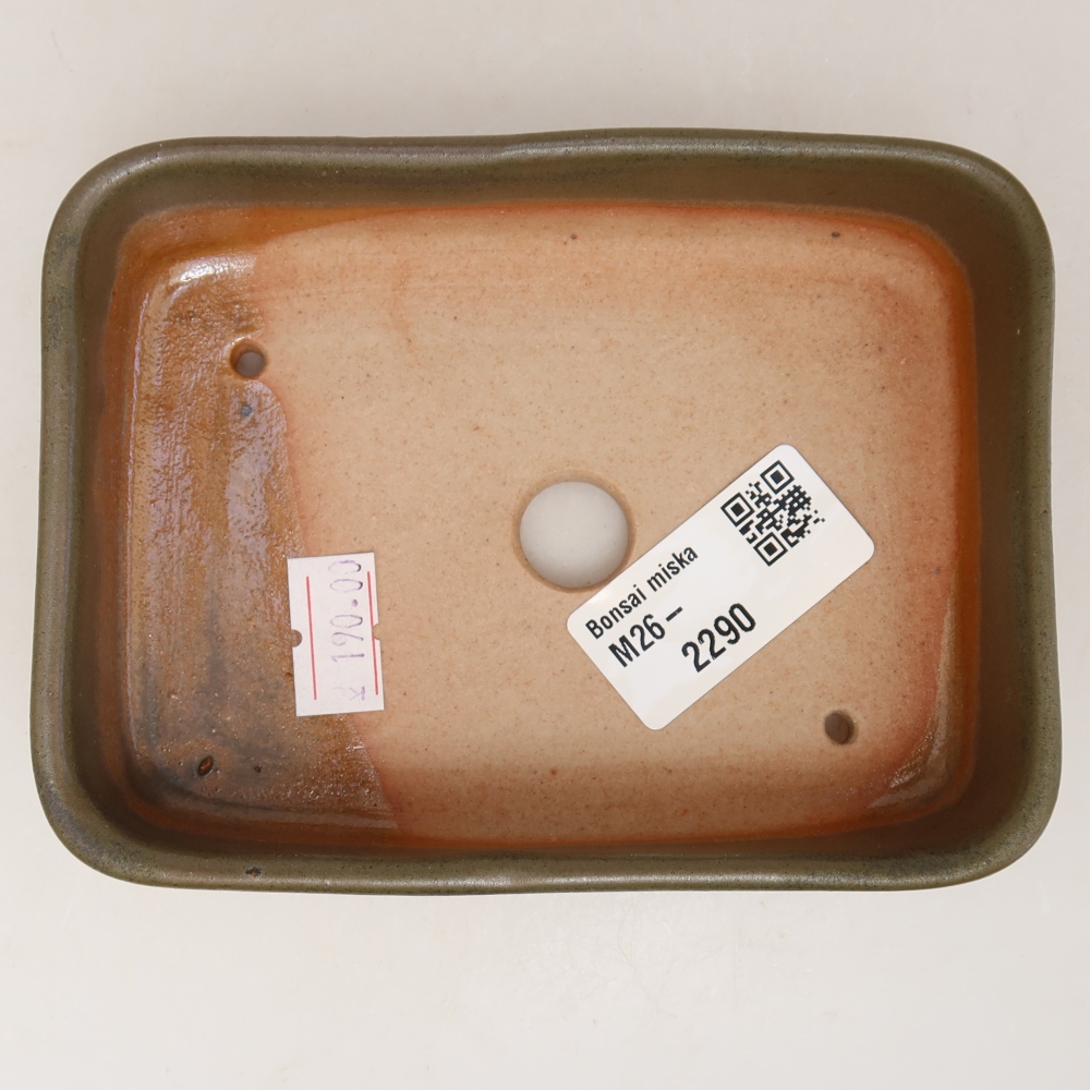 Ceramic bonsai pot, 13 x 9.5 x 3.5 cm, green