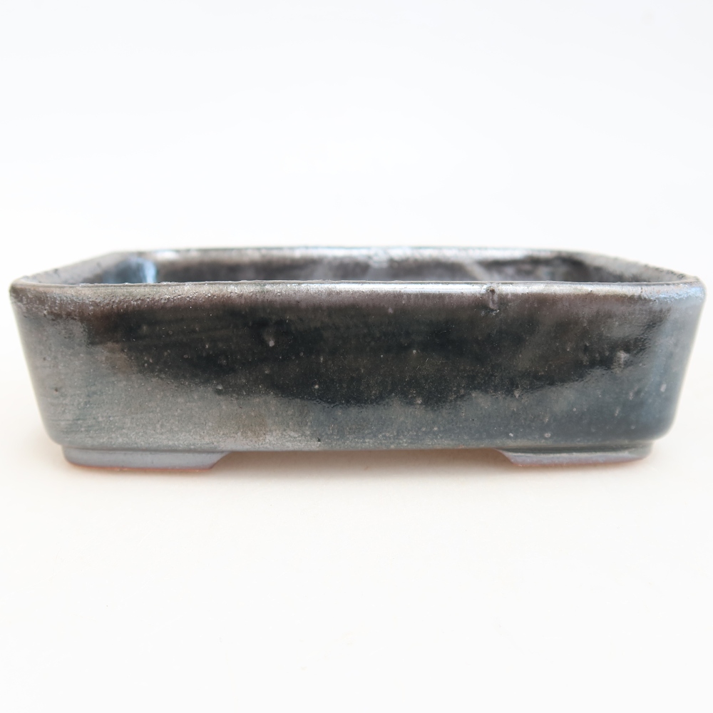 Ceramic bonsai pot, 13 x 9.5 x 3.5 cm, metallic color