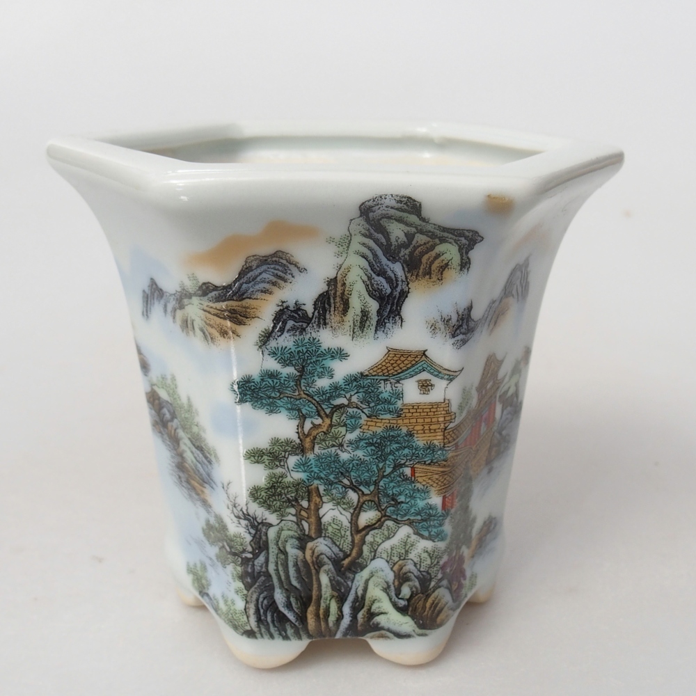 Ceramic bonsai bowl 10 x 9 x 9 cm, colour white