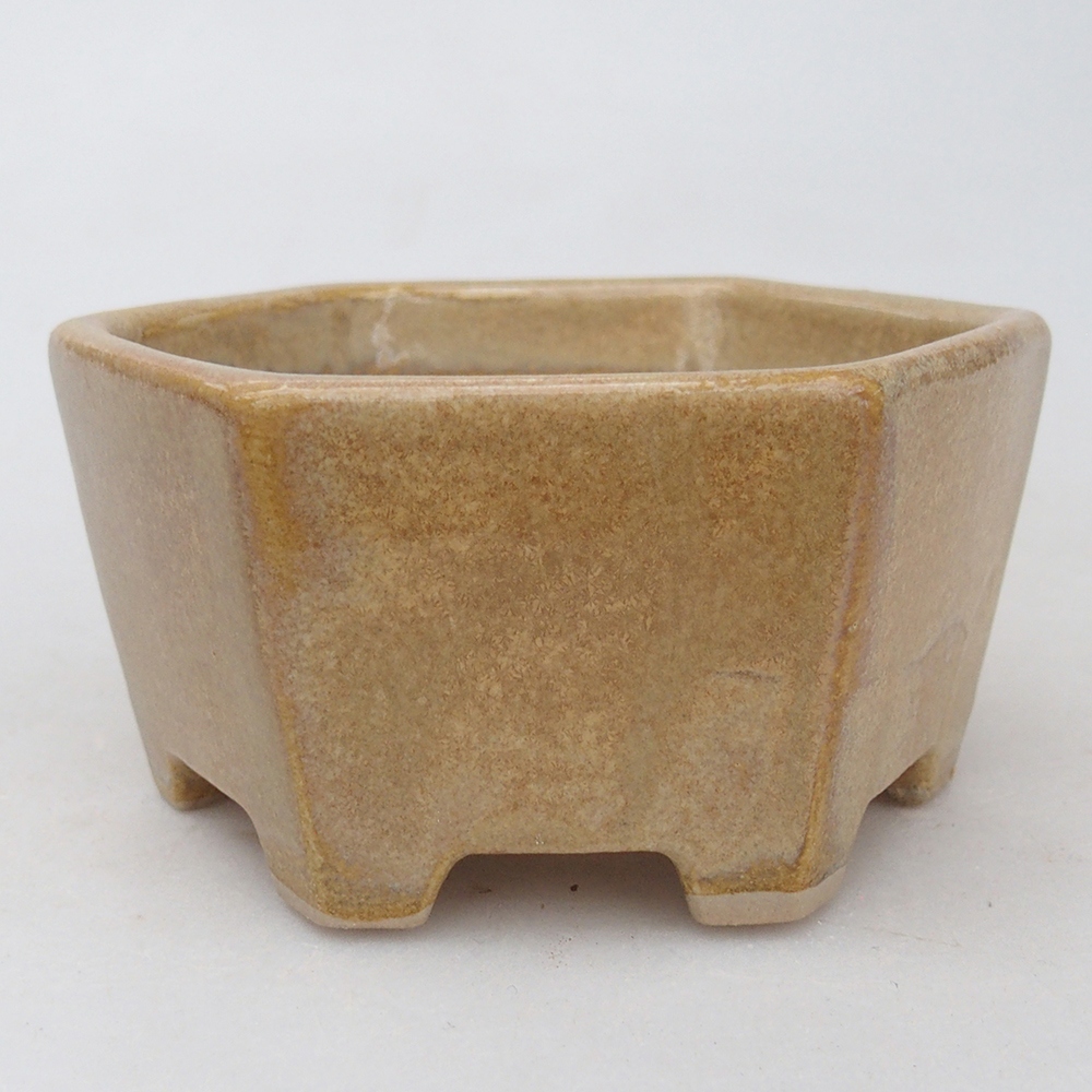 Ceramic bonsai bowl 10,5 x 9,5 x 5 cm, colour beige