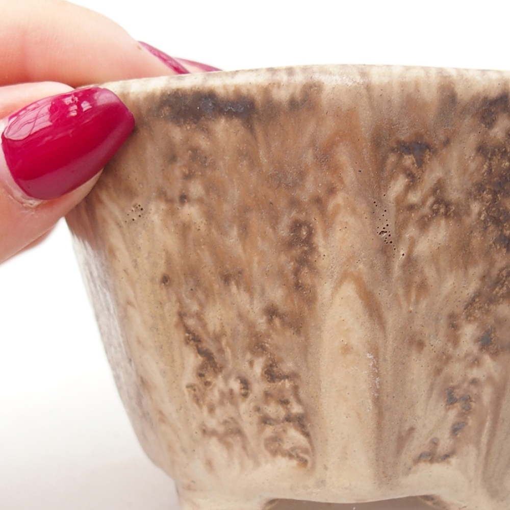 Ceramic bonsai bowl 8,5 x 8,5 x 6 cm, color beige