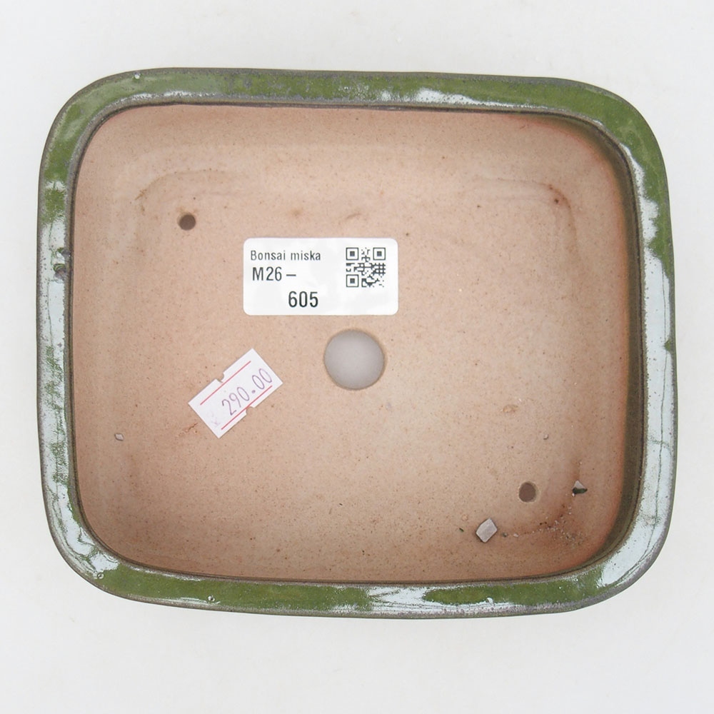 Ceramic bonsai bowl 14,5 x 12,5 x 4,5 cm, green