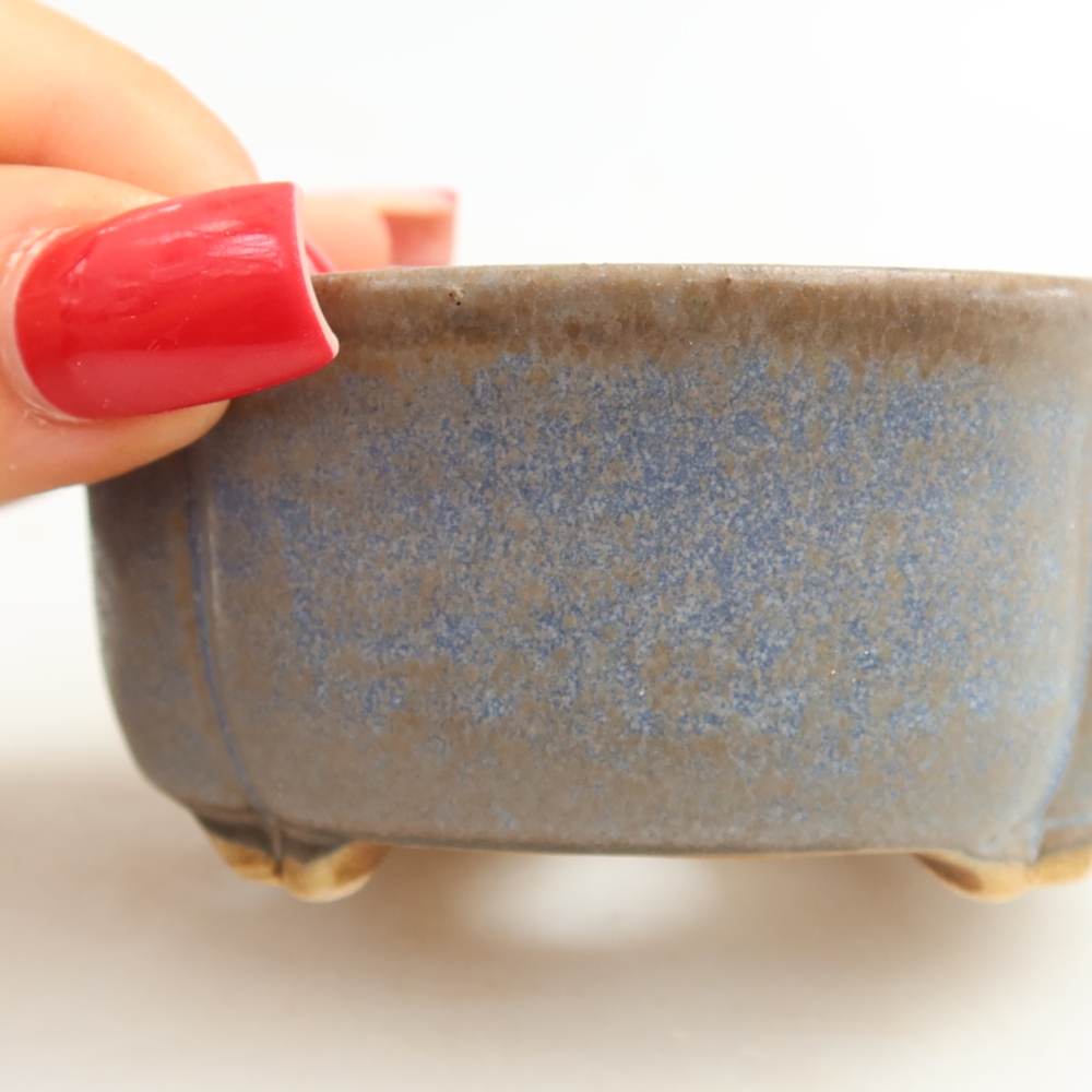 Ceramic bonsai pot, 8 x 7.5 x 3.5 cm, blue