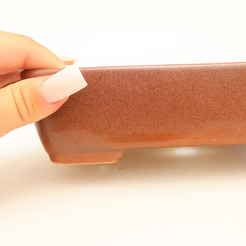 Ceramic bonsai pot, 18 x 13 x 5 cm, burgundy