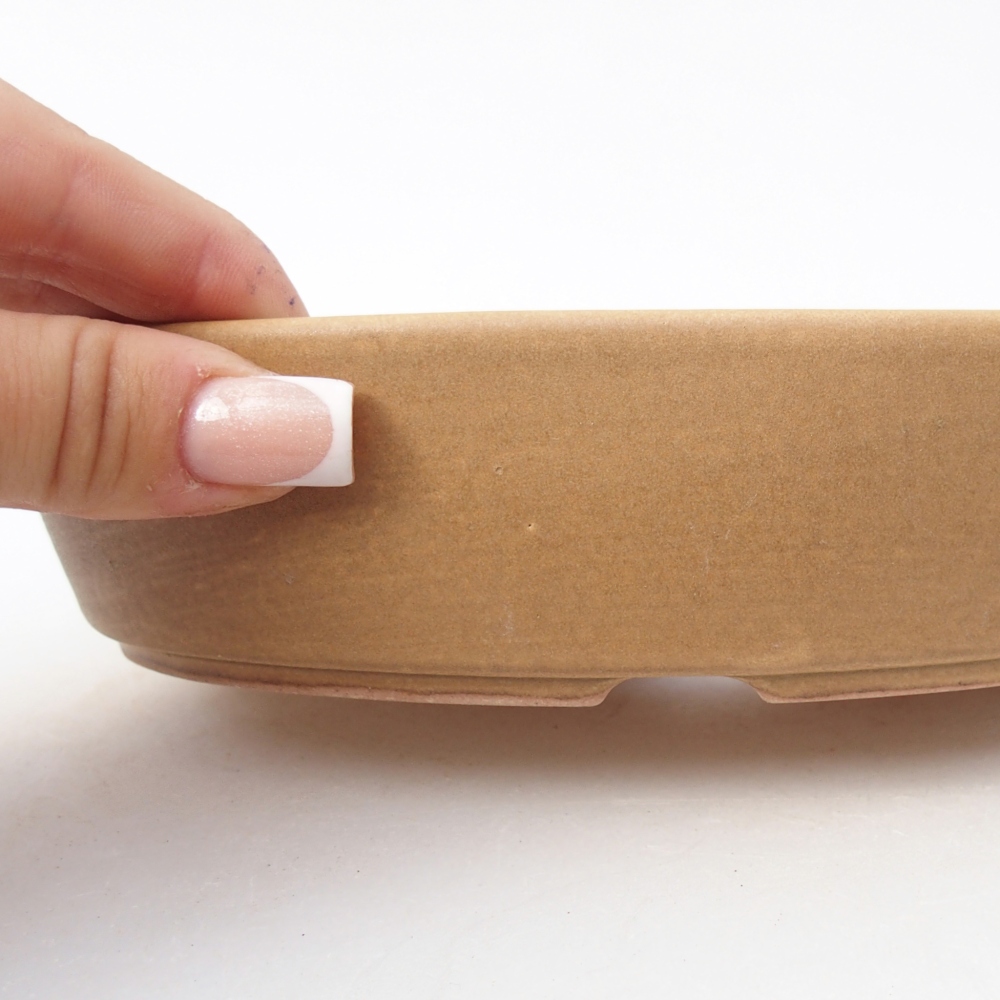 Ceramic bonsai bowl 18,5 x 13,5 x 4,5 cm, colour beige