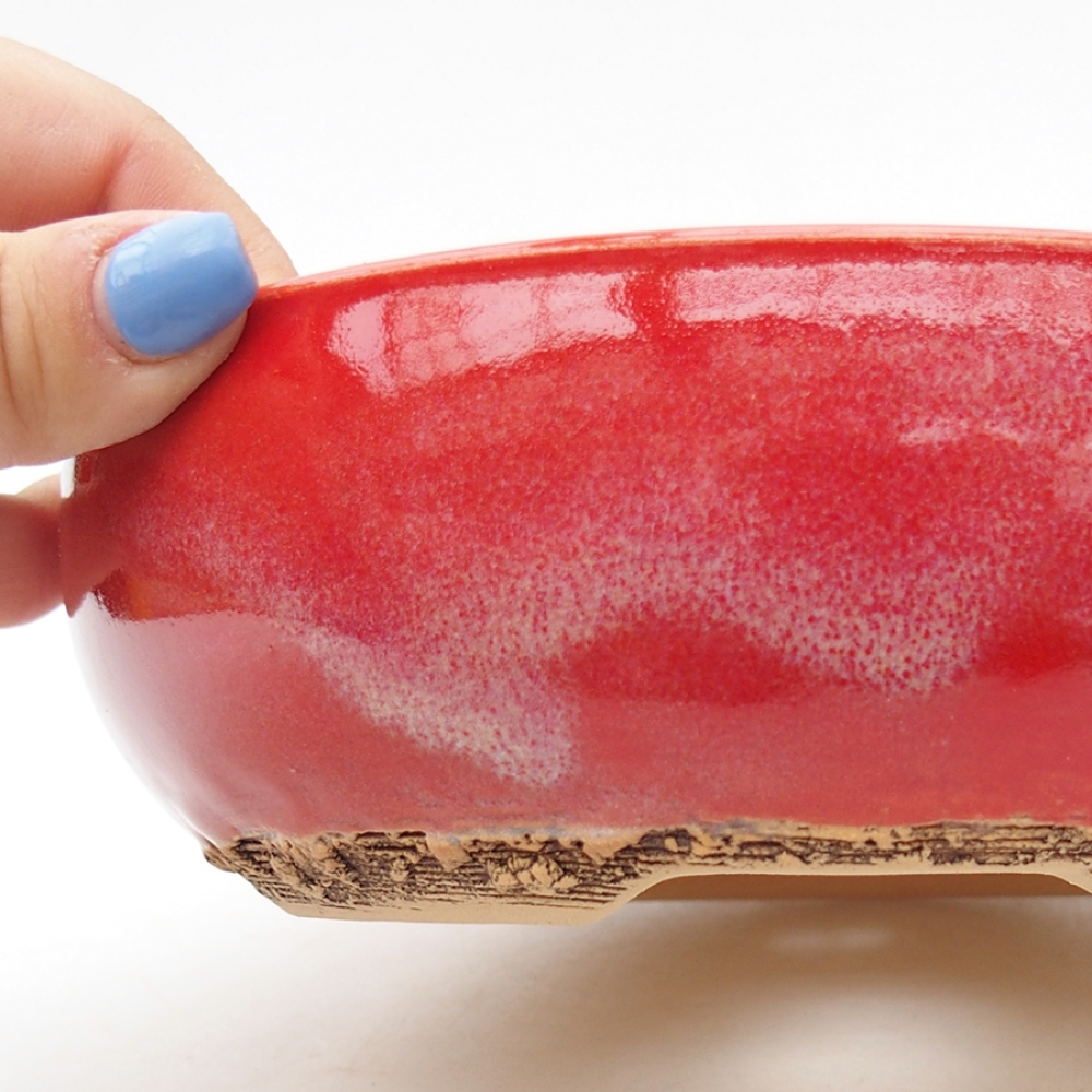 Ceramic bonsai bowl 18 x 18 x 5,5 cm, color red