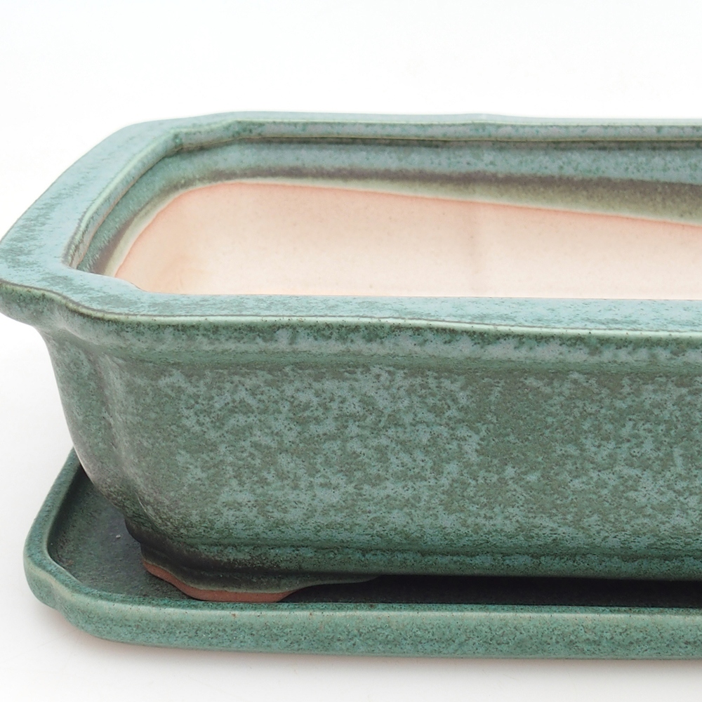 Bonsai bowl + saucer H20 - 26,5 x 21,5 x 6,5 cm. - green