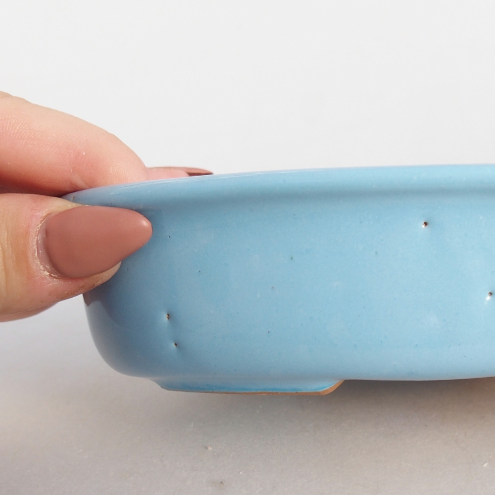 Ceramic bonsai bowl 15 x 10,5 x 3,5 cm, colour blue