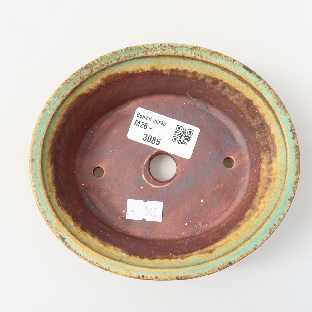 Ceramic bonsai pot, 14.5 x 13 x 4 cm, green