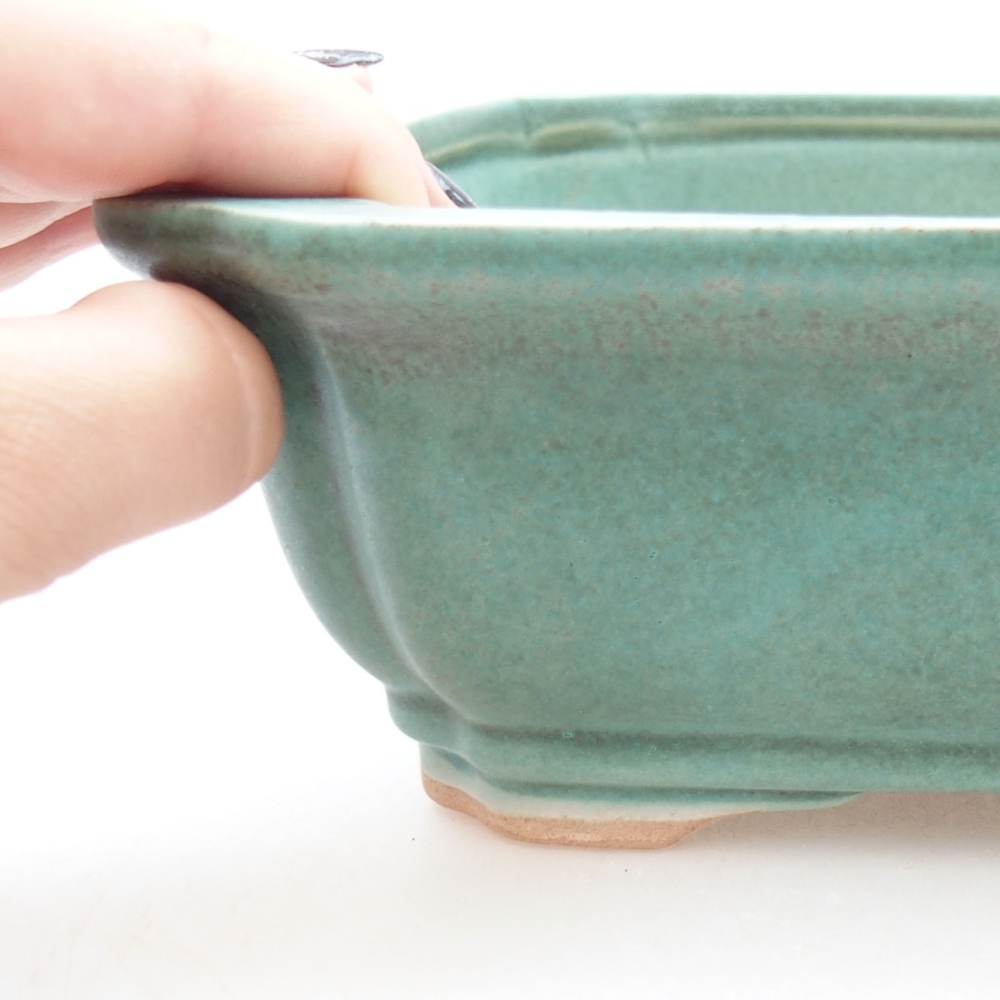 Ceramic bonsai bowl 27,5 x 21,5 x 7 cm, color green