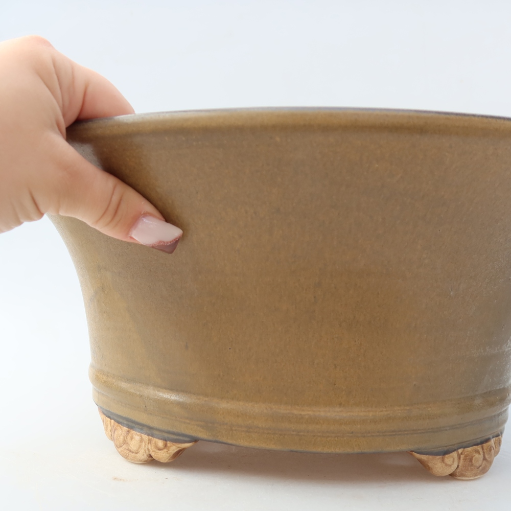 Ceramic bonsai pot, 31.5 x 31.5 x 14.5 cm, brown