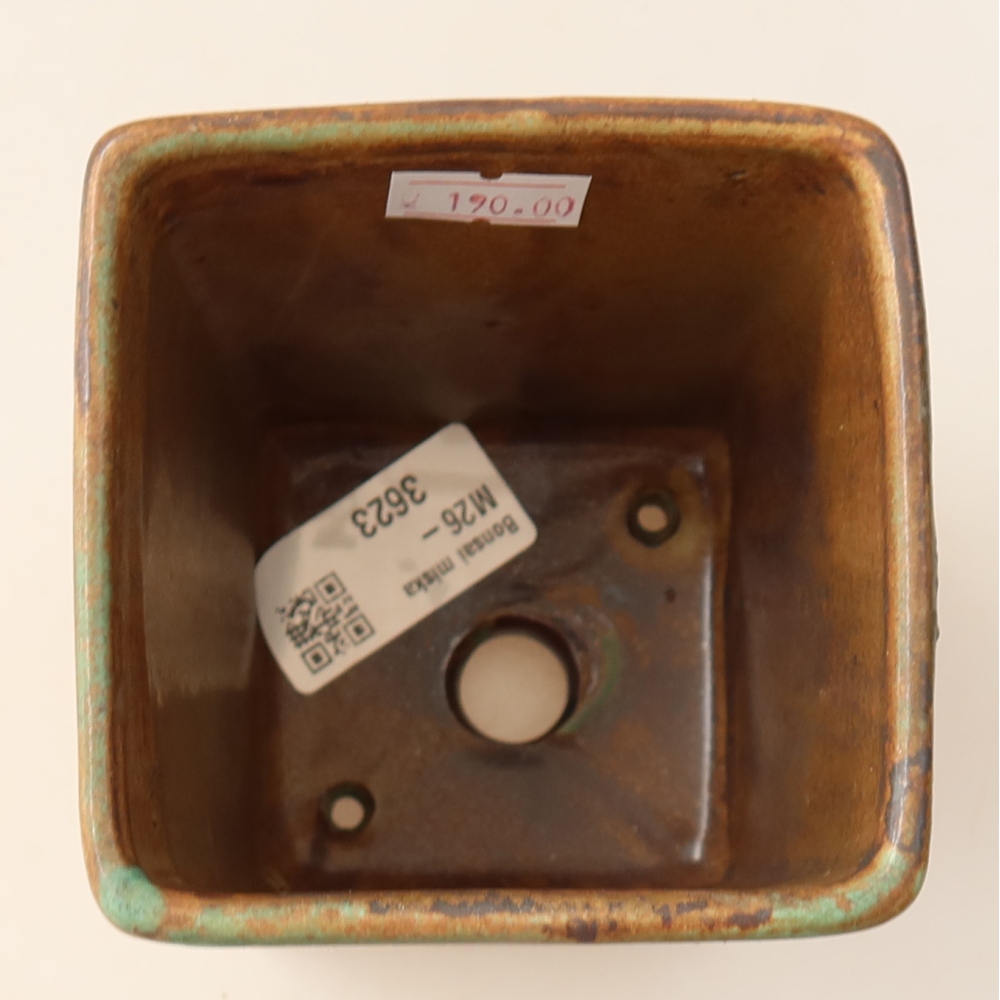 Ceramic bonsai pot, 9 x 9 x 11.5 cm, brown