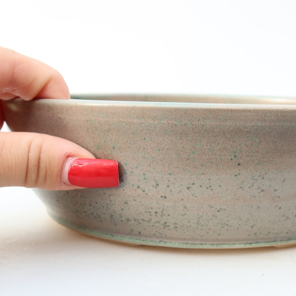 Ceramic bonsai pot, 20 x 20 x 6 cm, beige