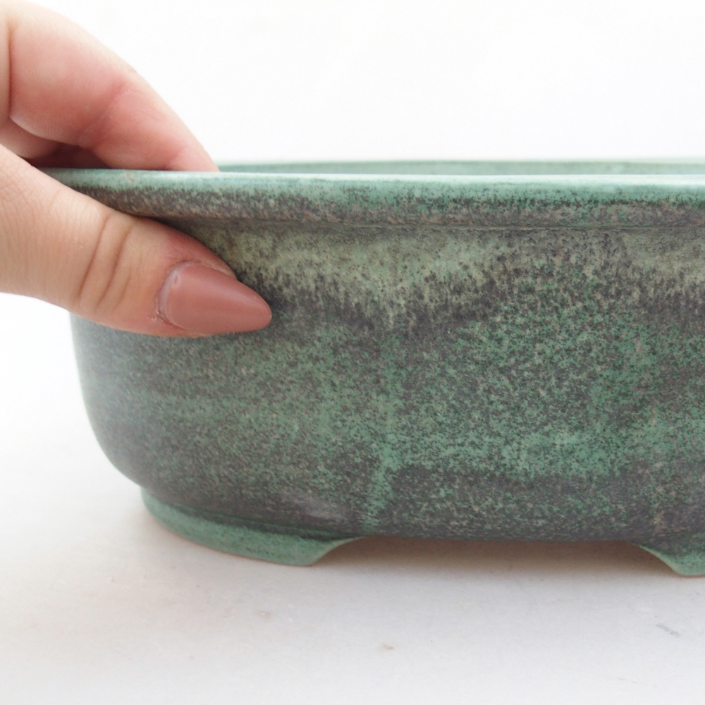 Ceramic bonsai bowl 23 x 19,5 x 8 cm, green