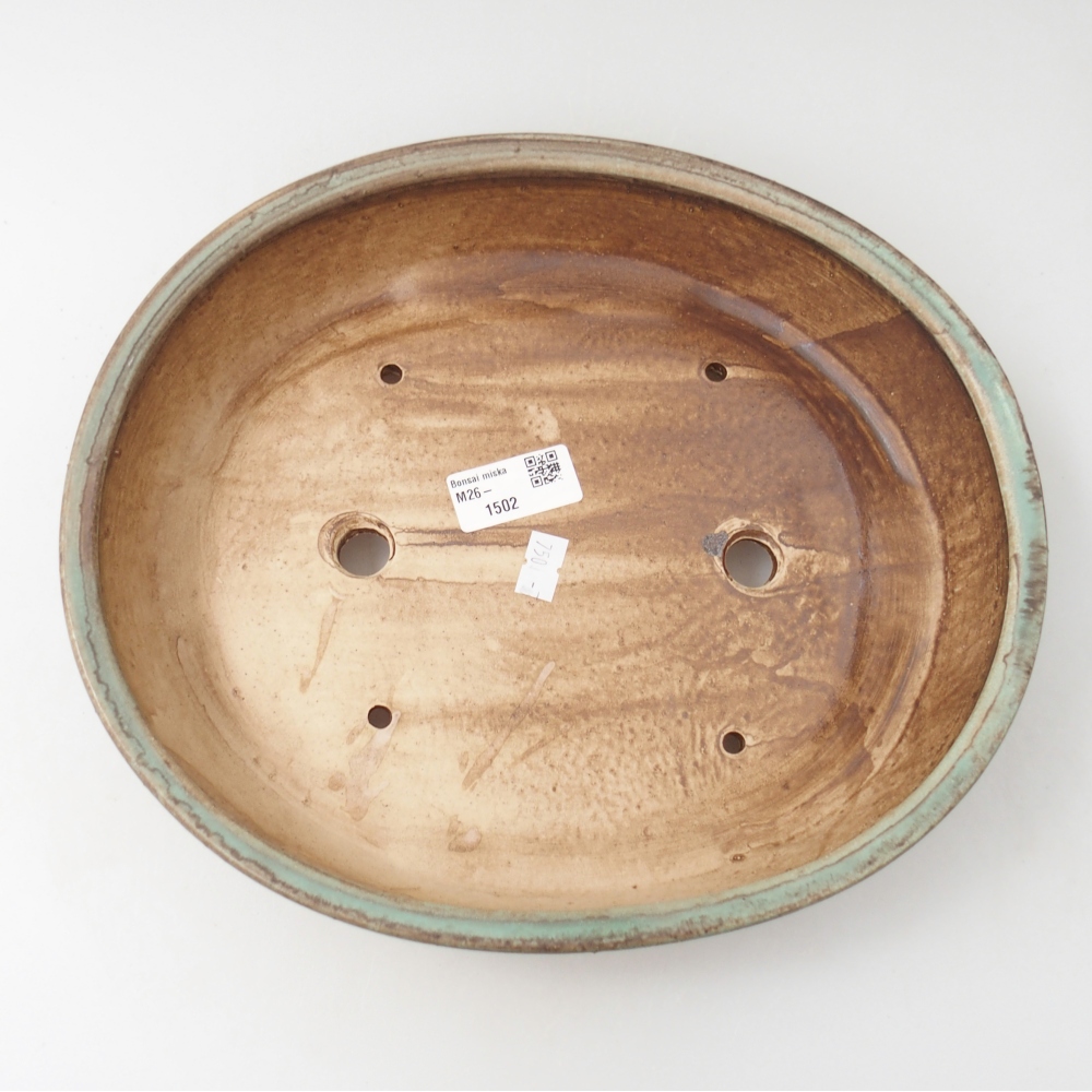 Ceramic bonsai bowl 28,5 x 25 x 6 cm, green