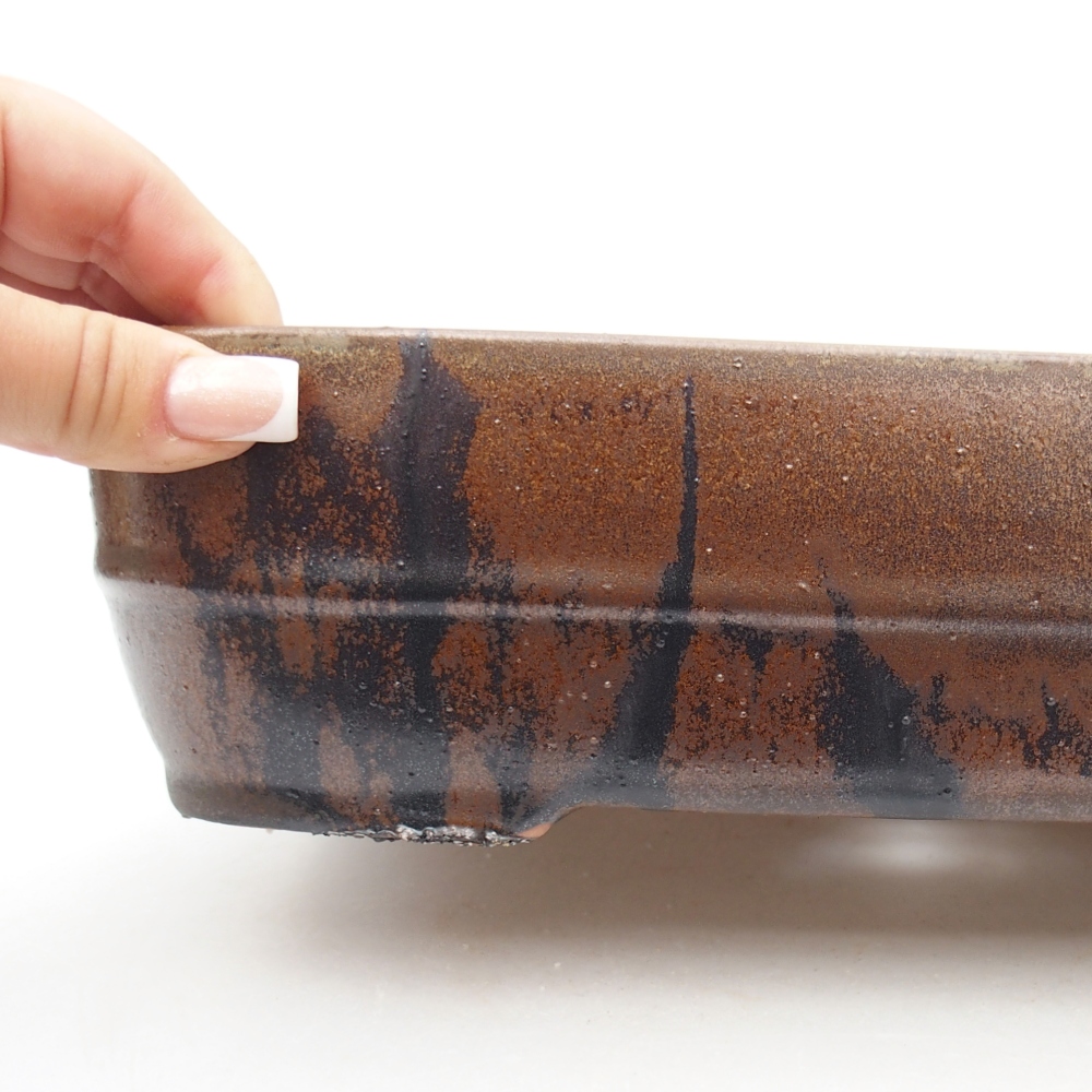 Ceramic bonsai bowl 27,5 x 20,5 x 7,5 cm, brown