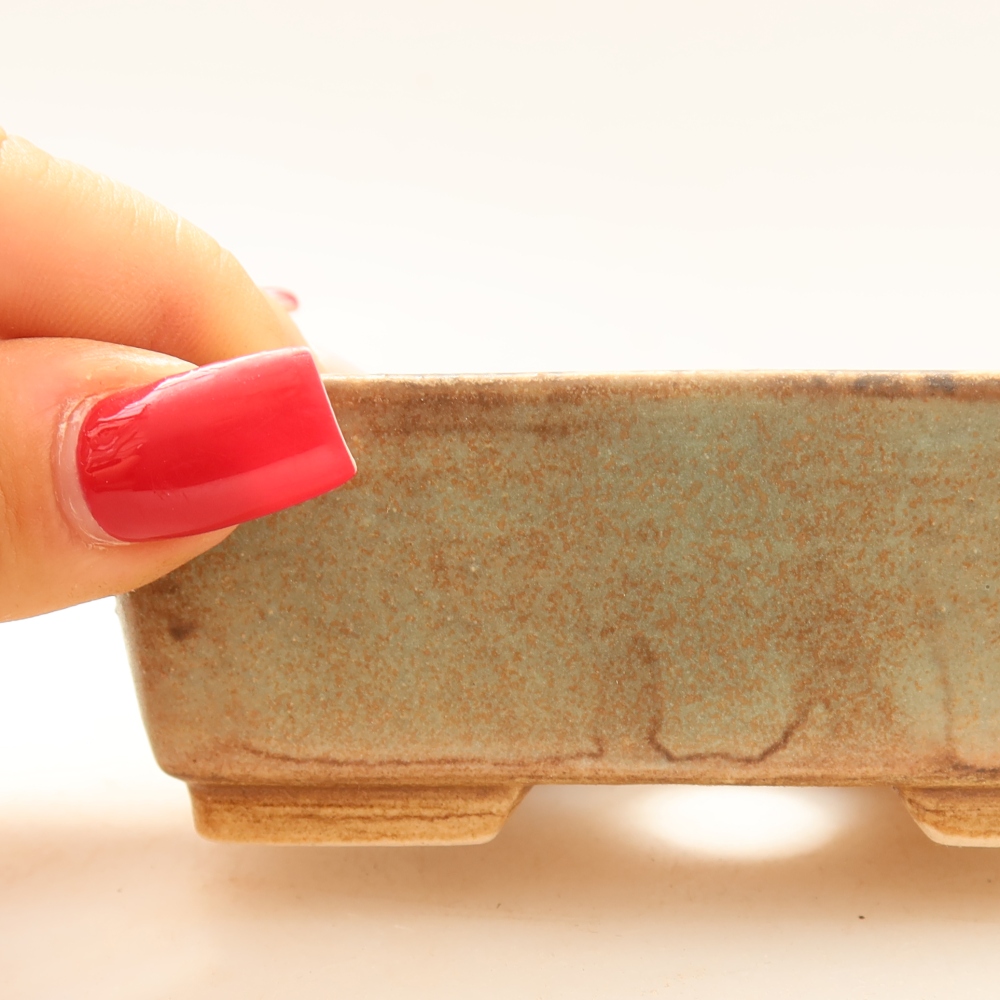 Ceramic bonsai pot, 10 x 8 x 3.5 cm, green