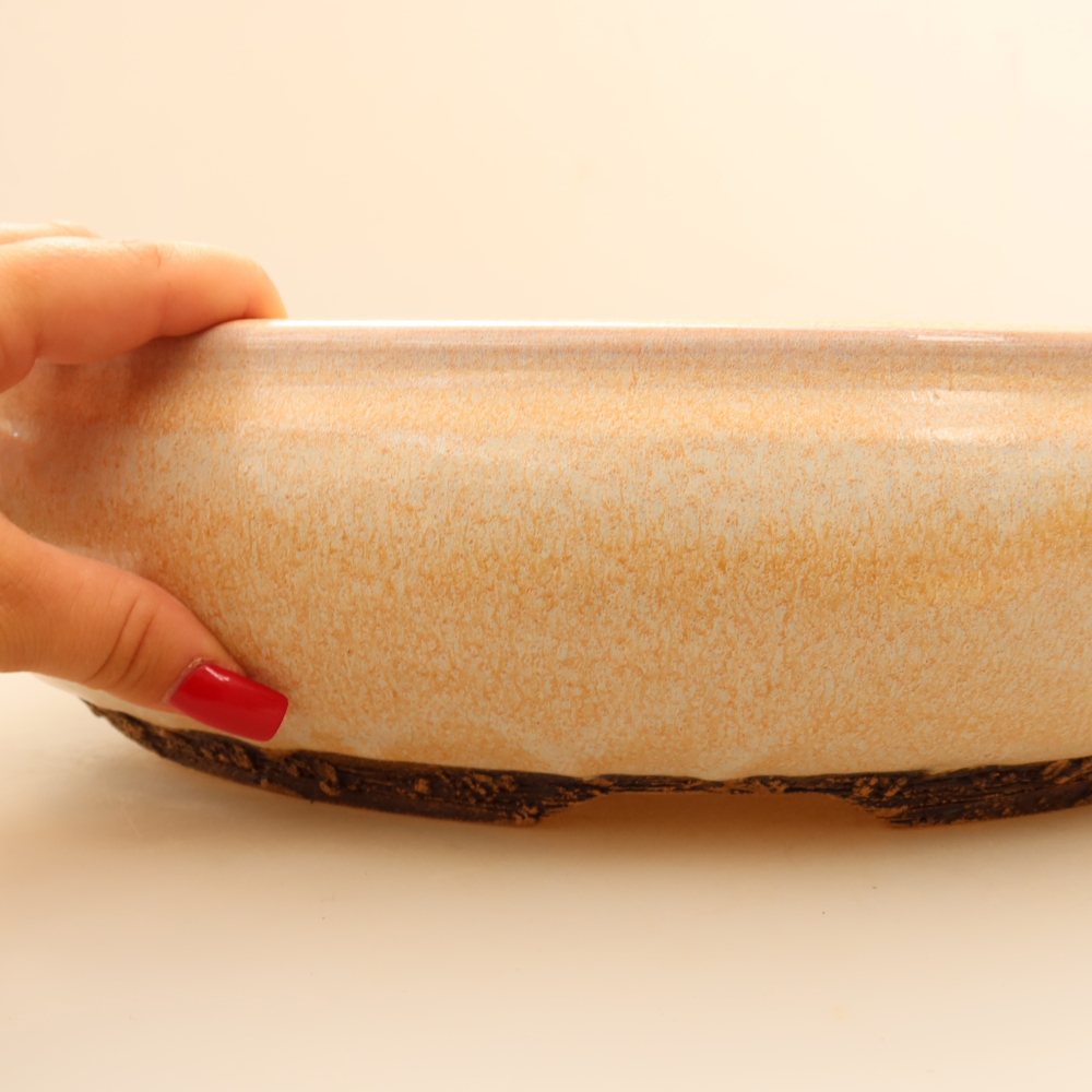 Ceramic bonsai pot, 36.5 x 36.5 x 9.5 cm, beige - PICKUP ONLY or pallet shipping