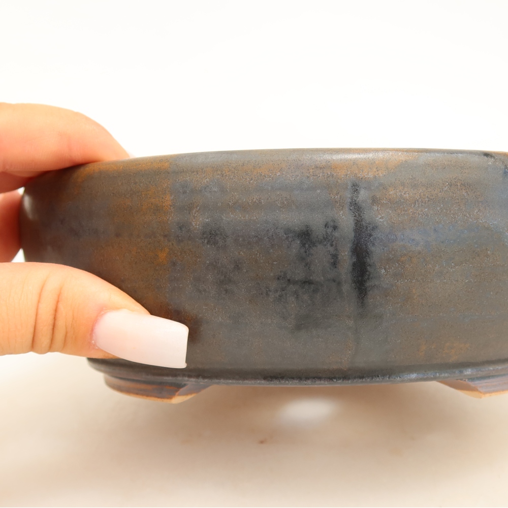Ceramic bonsai pot, 17 x 17 x 5.5 cm, brown