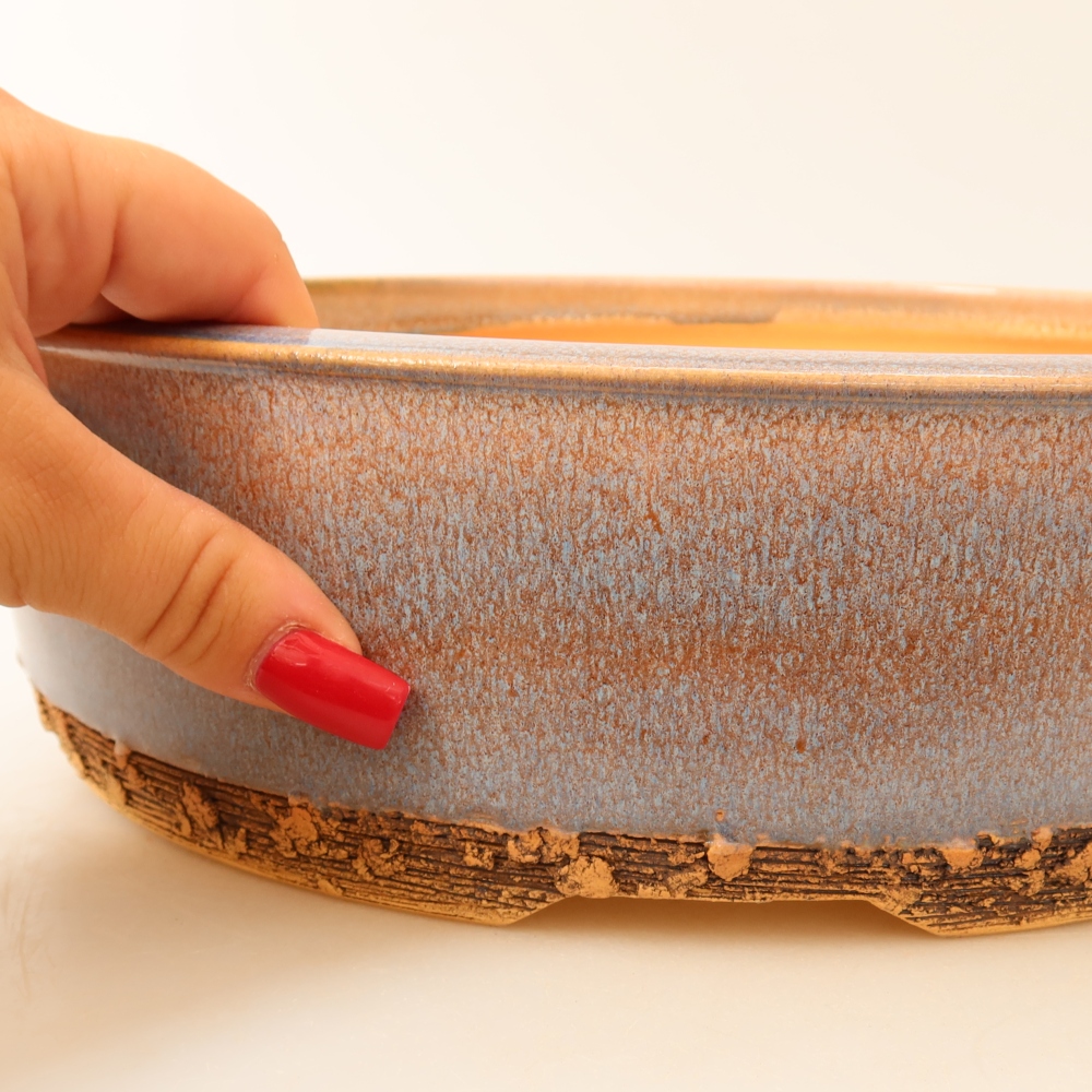 Ceramic bonsai pot, 28 x 28 x 8 cm, blue