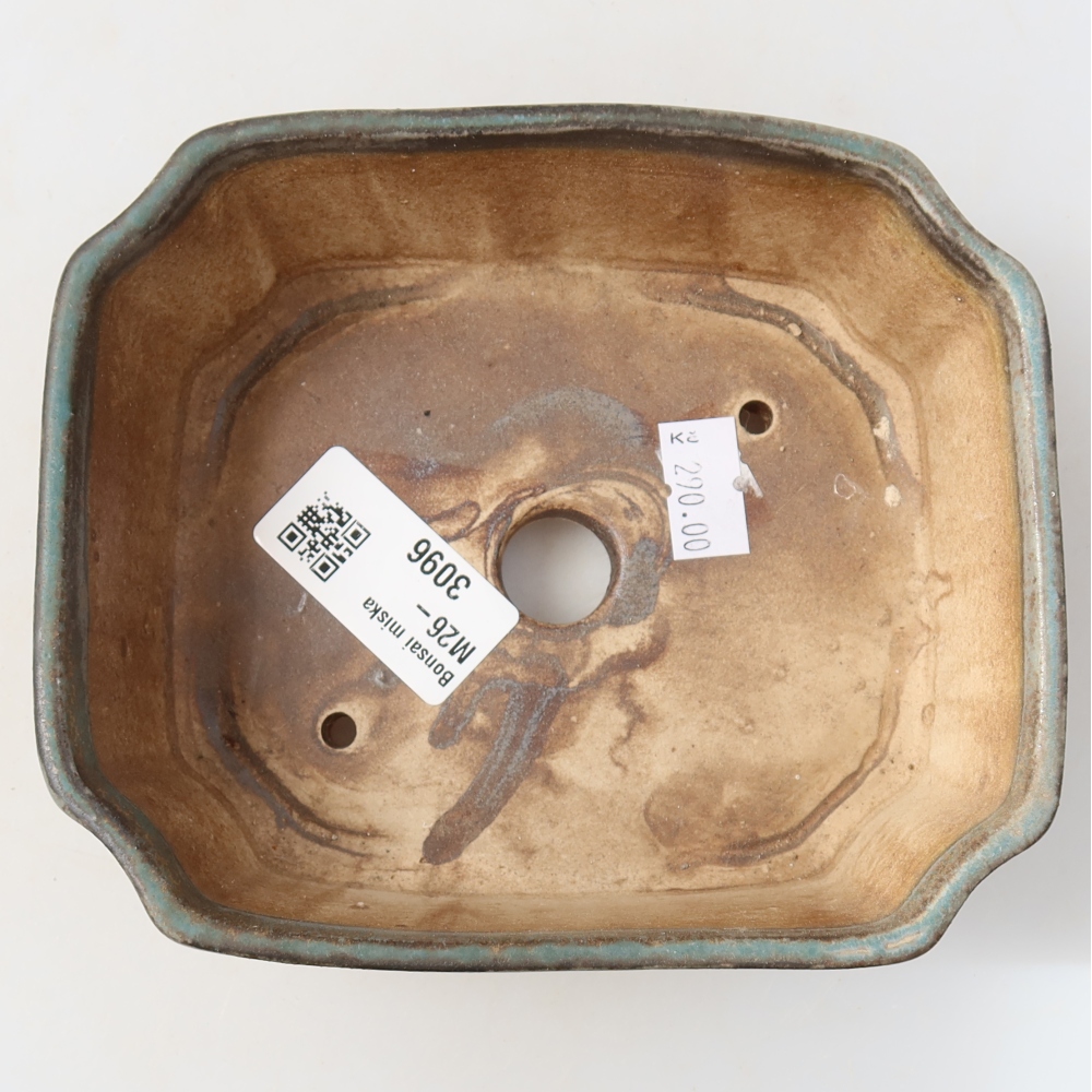 Ceramic bonsai pot, 14 x 11.5 x 4.5 cm, green