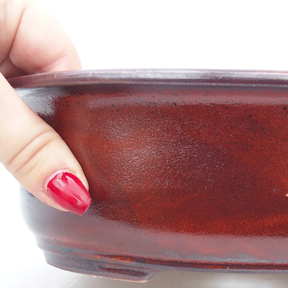 Ceramic bonsai bowl 23 x 19 x 7 cm, colour red