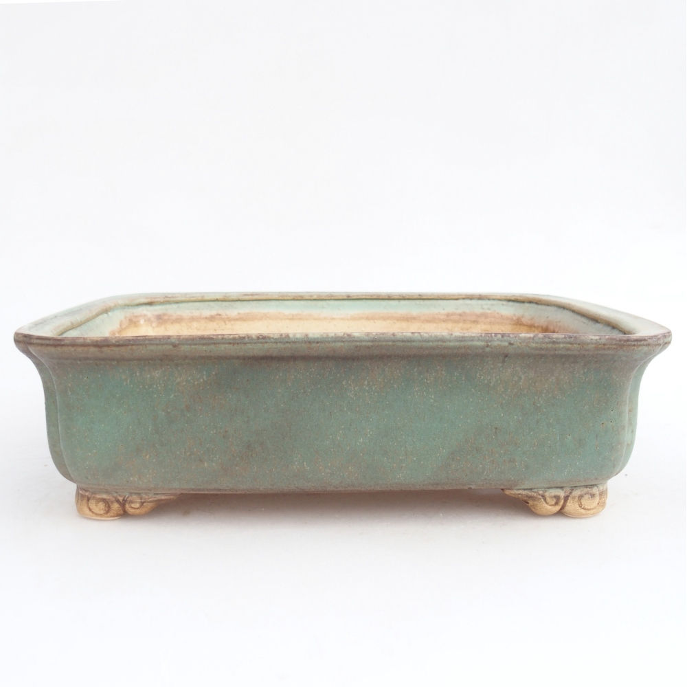 Ceramic bonsai bowl 25 x 20 x 7,5 cm, green