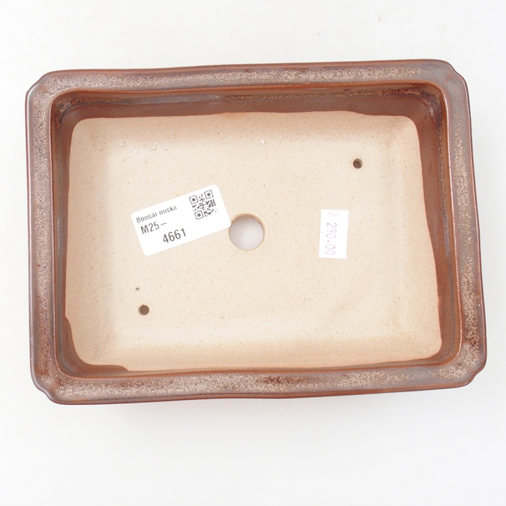 Ceramic bonsai bowl 17,5 x 13 x 4 cm, color brown