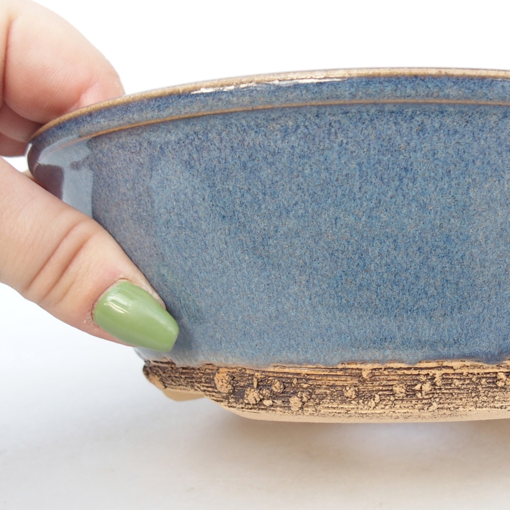 Ceramic bonsai bowl 18 x 18 x 6 cm, colour blue