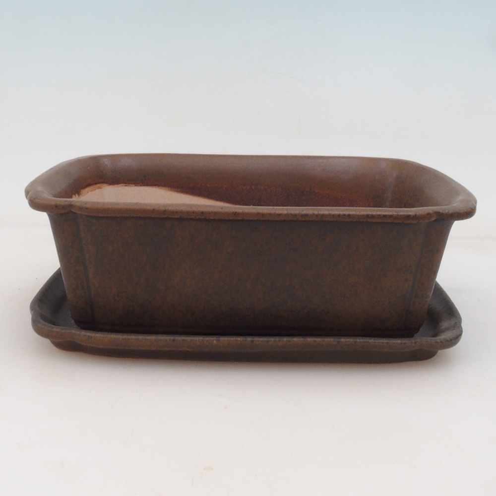 Bonsai bowl + saucer H50 - brown