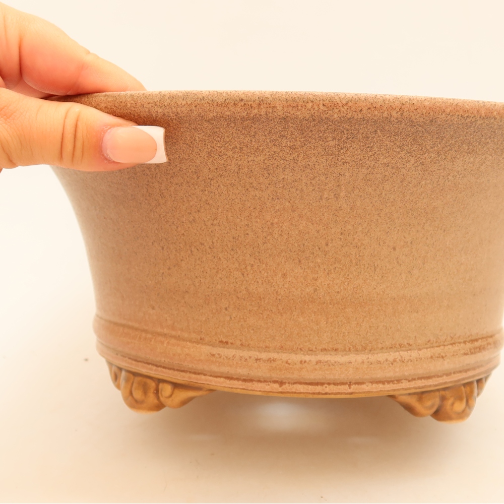 Ceramic bonsai pot, 24.5 x 24.5 x 11 cm, pink