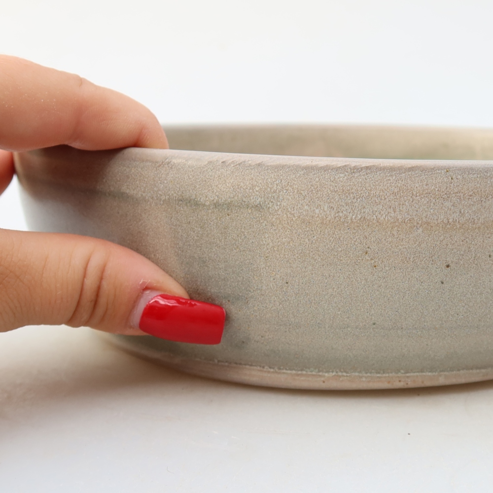 Ceramic bonsai bowl 20,5 x 20,5 x 6 cm, colour beige