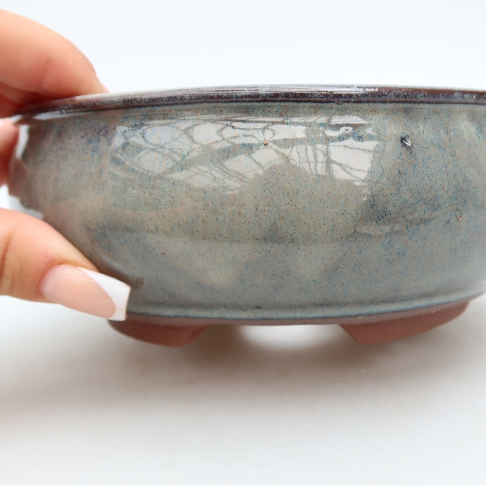 Ceramic bonsai pot, 16 x 16 x 6.5 cm, gray